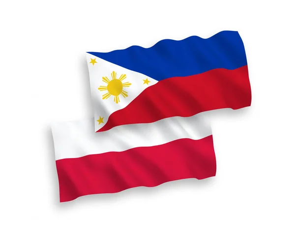 Drapeaux des Philippines et de la Pologne sur fond blanc — Image vectorielle