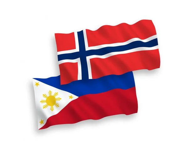 Banderas de Noruega y Filipinas sobre fondo blanco — Vector de stock
