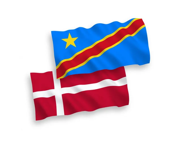 Drapeaux du Danemark et de la République démocratique du Congo sur fond blanc — Image vectorielle
