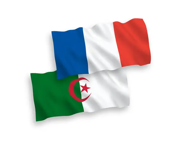 Drapeaux de France et d'Algérie sur fond blanc — Image vectorielle