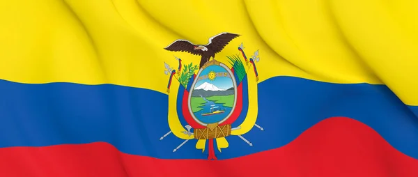 Bandera Nacional de Ola de Tela de Ecuador — Foto de Stock