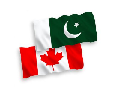 Beyaz arka planda Kanada ve Pakistan bayrakları