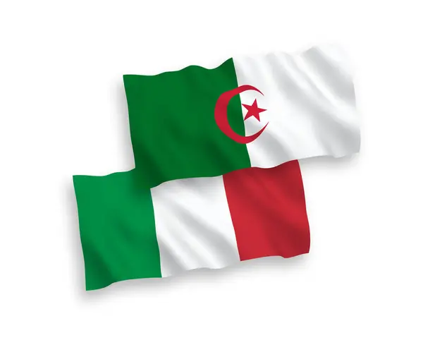 Drapeaux d'Italie et d'Algérie sur fond blanc — Image vectorielle