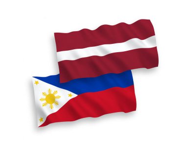 Beyaz arka planda Letonya ve Filipinler bayrakları