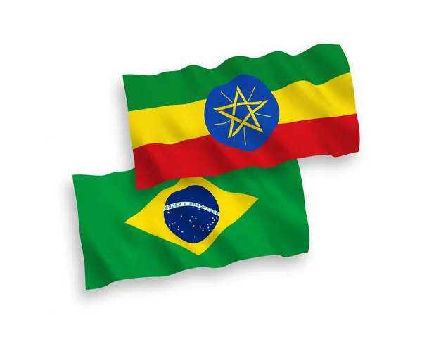 Zászló Brazília és Etiópia fehér alapon — Stock Vector