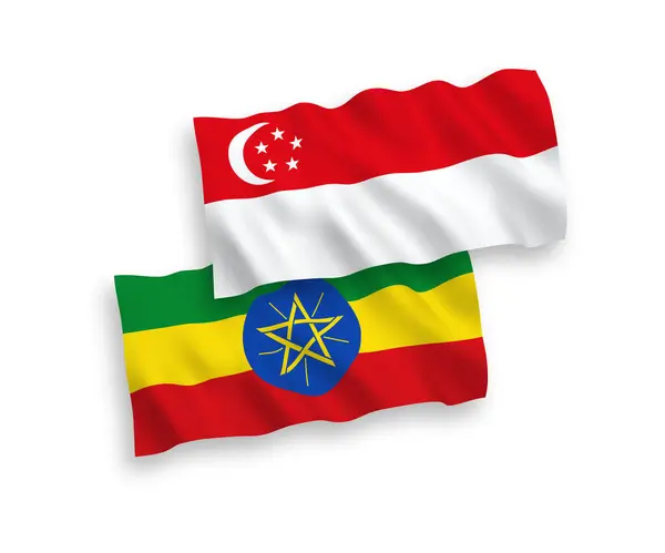 Banderas de Etiopía y Singapur sobre fondo blanco — Archivo Imágenes Vectoriales