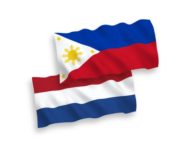 Bandeiras de Filipinas e Países Baixos em um fundo branco —  Vetores de Stock