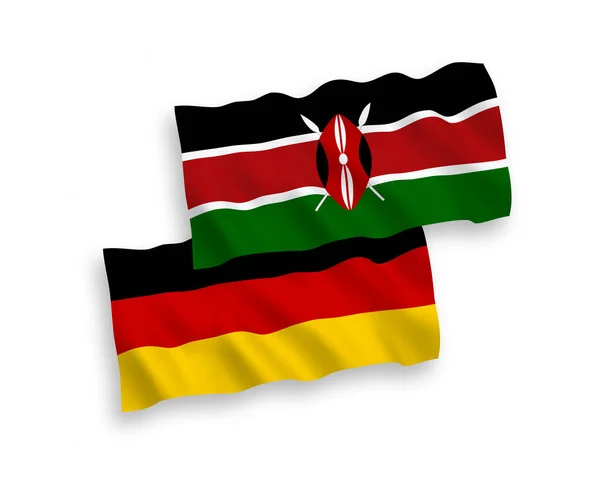 Bandeiras do Quênia e da Alemanha em um fundo branco — Vetor de Stock