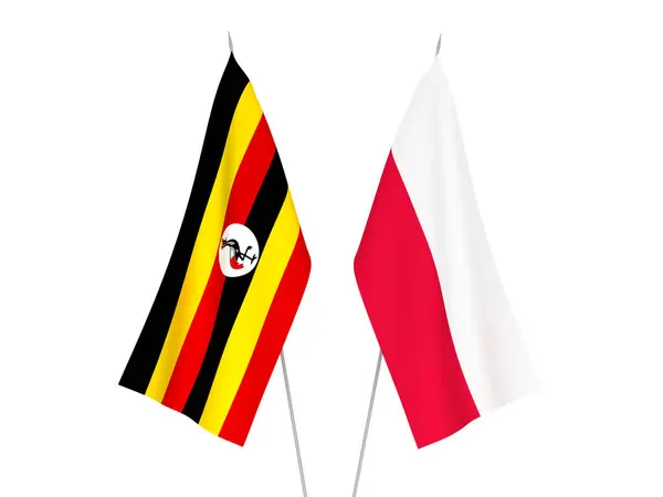 Uganda ve Polonya bayrakları — Stok fotoğraf
