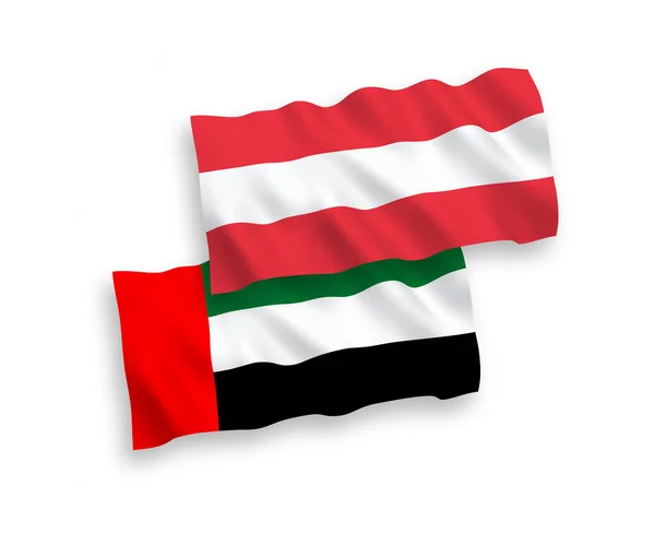 Banderas de Austria y Emiratos Árabes Unidos sobre fondo blanco — Archivo Imágenes Vectoriales