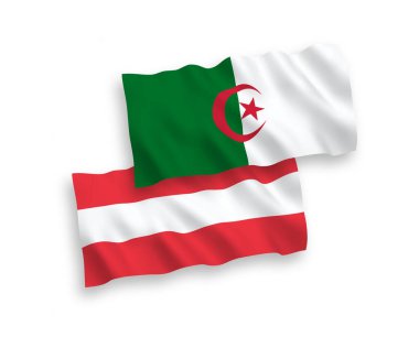 Beyaz arka planda Avusturya ve Cezayir bayrakları