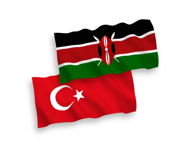 Bandeiras da Turquia e do Quênia em um fundo branco — Vetor de Stock