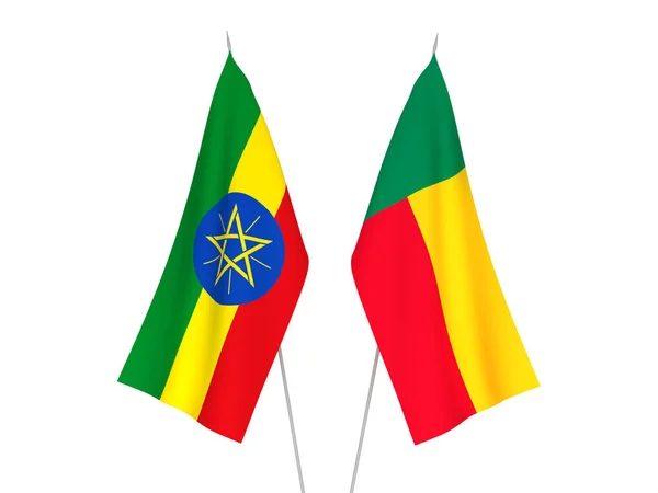 Benin and Ethiopia flags — 图库照片