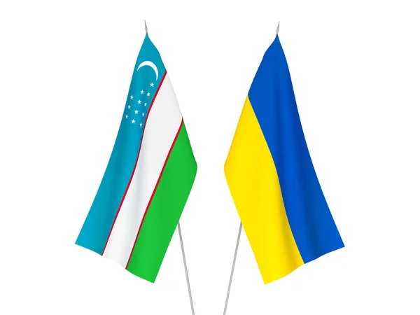 Flaggorna Ukraina och Uzbekistan — Stockfoto