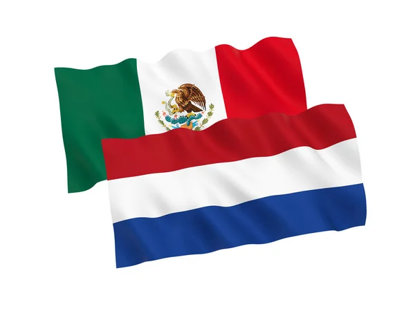 Εθνικές Σημαίες Υφάσματος Της Ολλανδίας Και Του Μεξικού Που Απομονώνονται — Φωτογραφία Αρχείου