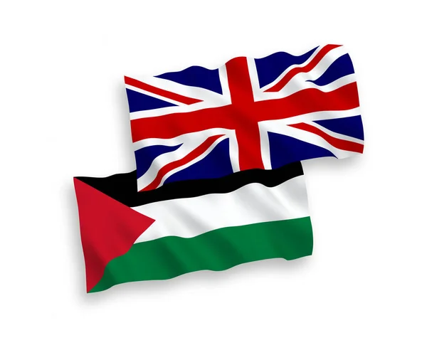 英国和巴勒斯坦的国家矢量织物在白色背景下相互隔离 1比2的比例 — 图库矢量图片