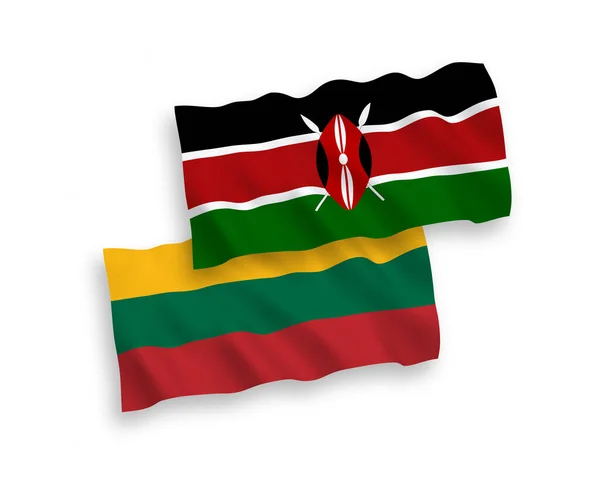 Белом Фоне Выделены Национальные Векторные Волновые Флаги Литвы Кении Соотношение — стоковый вектор