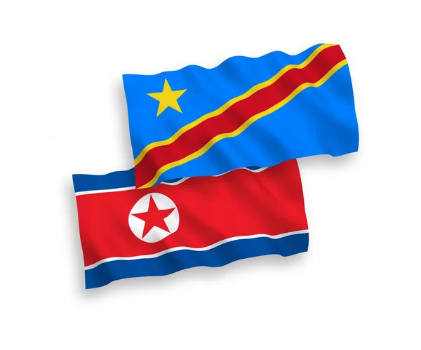 Bandeiras Tecido Vetorial Nacional Coreia Norte República Democrática Congo Isoladas —  Vetores de Stock