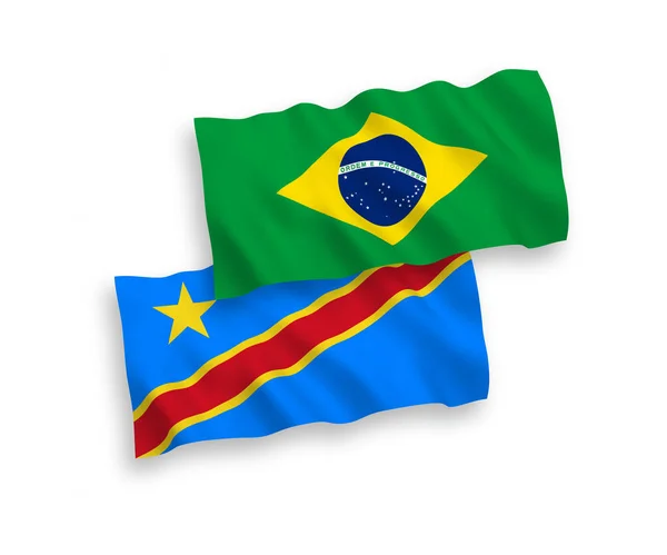 Nationale Vector Weefsel Golf Vlaggen Van Brazilië Democratische Republiek Congo — Stockvector