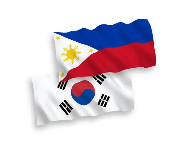 Banderas Nacionales Ondas Vectoriales Corea Del Sur Filipinas Aisladas Sobre — Vector de stock