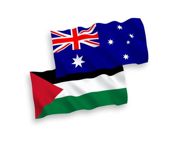 澳大利亚和巴勒斯坦的国家病媒织物在白色背景下相互隔离 1比2的比例 — 图库矢量图片