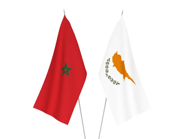 National Fabric Flags Morocco Cyprus Isolated White Background Rendering Illustration — Stock Photo, Image