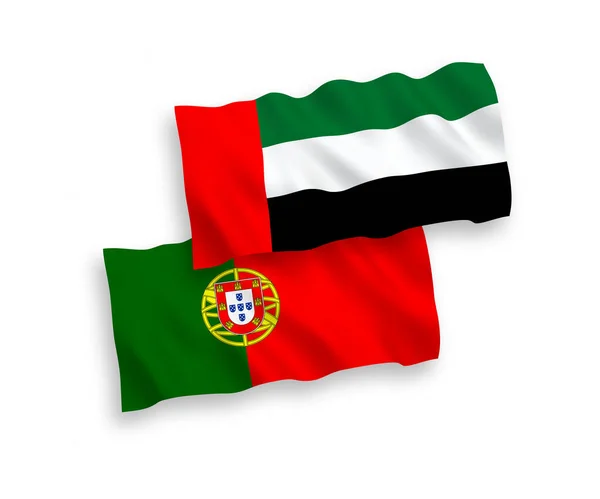 Nationale Vector Weefsel Golf Vlaggen Van Portugal Verenigde Arabische Emiraten — Stockvector