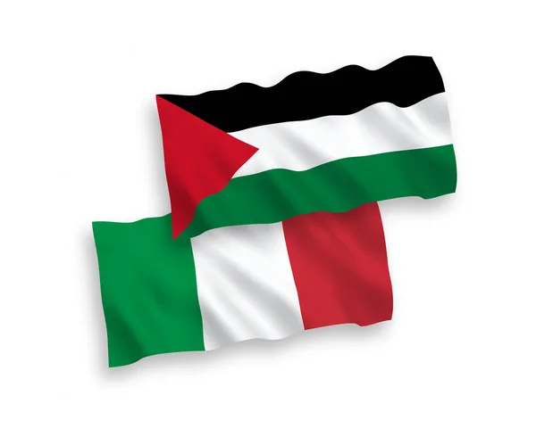 Národní Vektorové Vlnové Vlajky Itálie Palestiny Izolované Bílém Pozadí Podíl — Stockový vektor