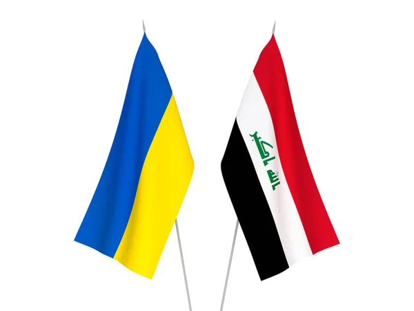 Narodowe Flagi Tkanin Ukrainy Iraku Izolowane Białym Tle Ilustracja Renderowania — Zdjęcie stockowe