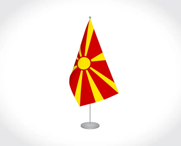 Bandera Nacional Vector Tela Macedonia Del Norte Aislada Sobre Fondo — Vector de stock