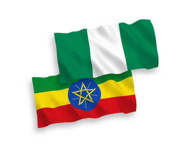 Banderas Nacionales Ondas Vectoriales Etiopía Nigeria Aisladas Sobre Fondo Blanco — Archivo Imágenes Vectoriales