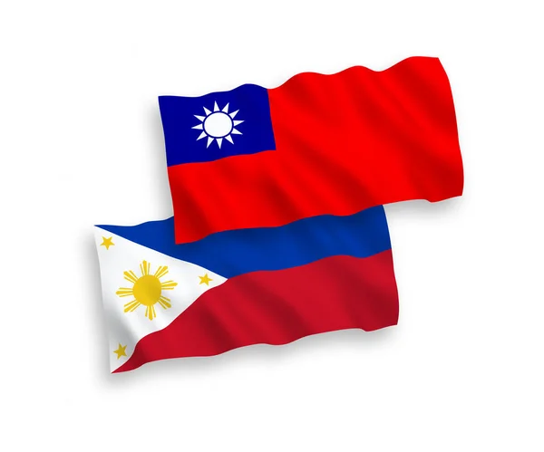 Beyaz Arka Planda Filipinler Tayvan Ulusal Taşıyıcı Kumaş Bayrakları Izole — Stok Vektör