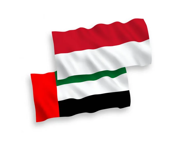 Banderas Nacionales Ondas Vectoriales Indonesia Emiratos Árabes Unidos Aisladas Sobre — Archivo Imágenes Vectoriales