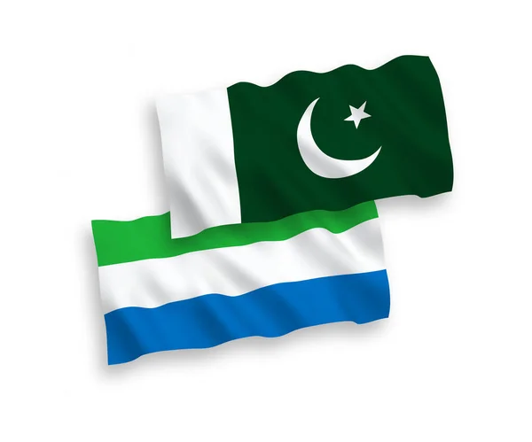 Národní Vektorové Vlnové Vlajky Pákistánu Sierry Leone Izolované Bílém Pozadí — Stockový vektor