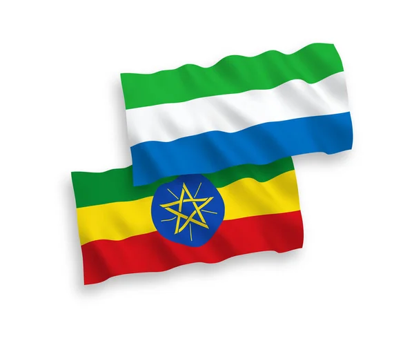 Banderas Nacionales Ondas Vectoriales Etiopía Sierra Leona Aisladas Sobre Fondo — Archivo Imágenes Vectoriales