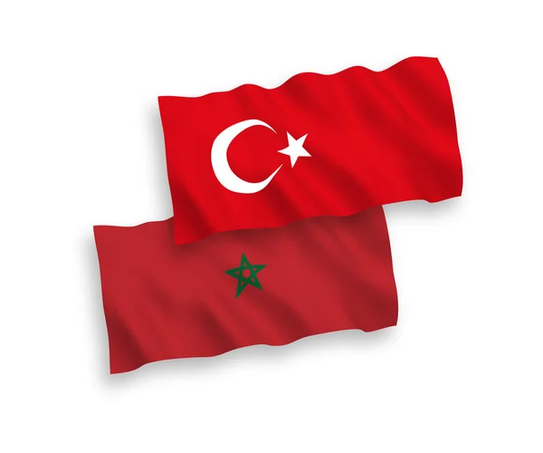 Белом Фоне Выделены Национальные Векторные Волновые Флаги Турции Марокко Соотношение — стоковый вектор
