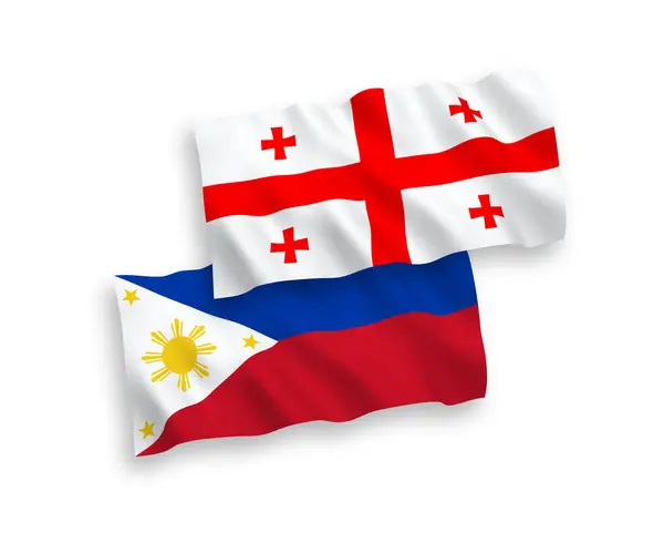 Bandeiras Tecido Vetorial Nacional Filipinas Geórgia Isoladas Fundo Branco Proporção —  Vetores de Stock