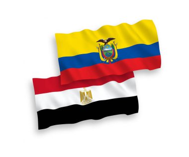 Mısır ve Ekvador 'un ulusal taşıyıcı kumaş bayrakları beyaz arka planda izole edildi. 1 'e 2 oranında.