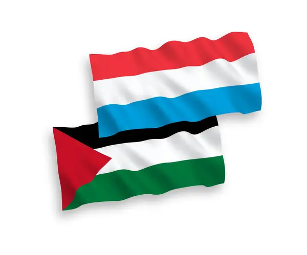 Banderas Nacionales Ondas Vectoriales Palestina Luxemburgo Aisladas Sobre Fondo Blanco — Archivo Imágenes Vectoriales