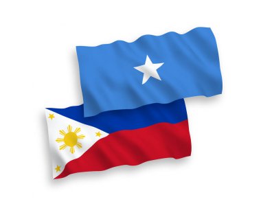 Beyaz arka planda, Filipinler ve Somali 'nin ulusal taşıyıcı kumaş bayrakları izole edildi. 1 'e 2 oranında.