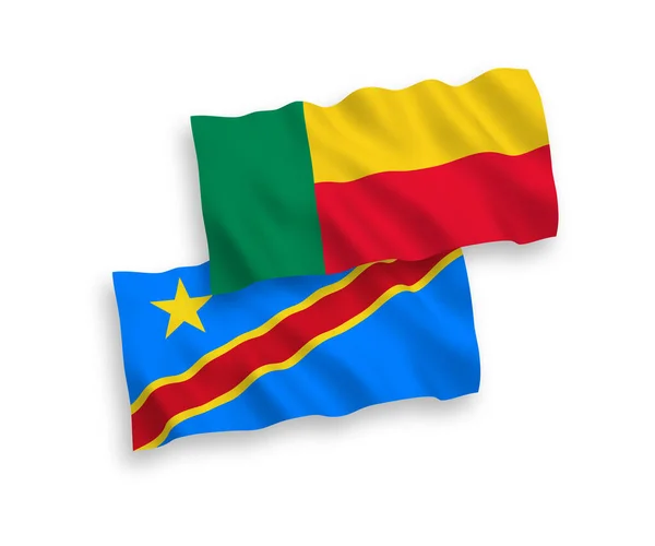 Drapeaux Nationaux Vectoriels Tissu République Démocratique Congo Bénin Isolés Sur — Image vectorielle