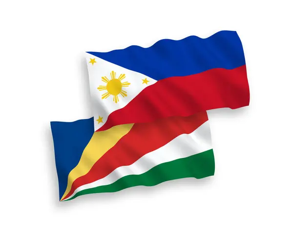 Banderas Nacionales Ondas Vectoriales Filipinas Seychelles Aisladas Sobre Fondo Blanco — Vector de stock
