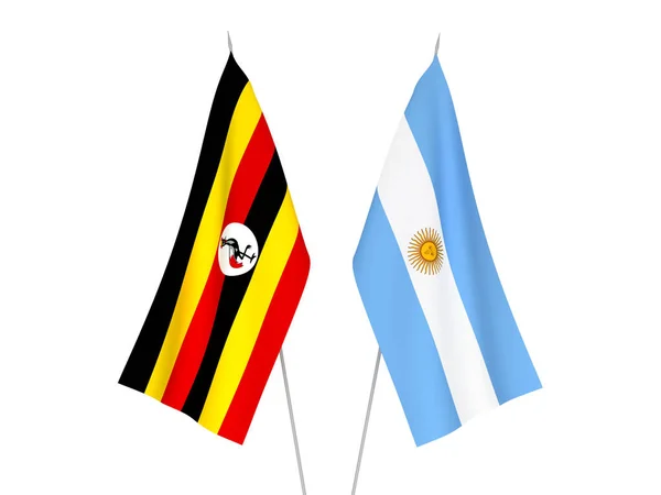 National Fabric Flags Argentina Uganda Isolated White Background Rendering Illustration — Stock Photo, Image