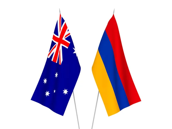 澳大利亚和亚美尼亚的国旗在白色背景下隔离 3D渲染说明 — 图库照片