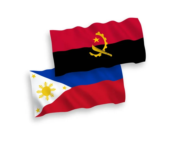 Banderas Nacionales Ondas Vectoriales Filipinas Angola Aisladas Sobre Fondo Blanco — Vector de stock
