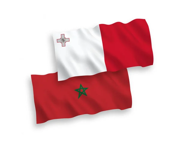 Drapeaux Nationaux Vectoriels Malte Maroc Isolés Sur Fond Blanc Proportion — Image vectorielle
