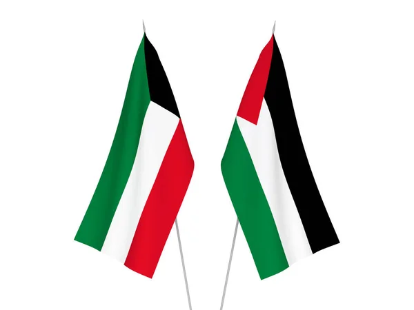科威特和巴勒斯坦的国旗以白色背景隔离 3D渲染说明 — 图库照片