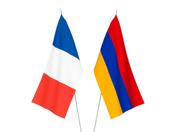 Banderas Nacionales Francia Armenia Aisladas Sobre Fondo Blanco Ilustración Representación — Foto de Stock