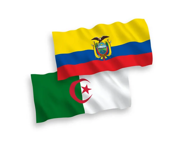 National Vector Fabric Wave Flags Algeria Ecuador Isolated White Background — Stock Vector