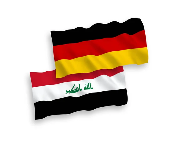 Banderas Nacionales Ondas Vectoriales Alemania Irak Aisladas Sobre Fondo Blanco — Archivo Imágenes Vectoriales